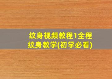 纹身视频教程1全程纹身教学(初学必看)