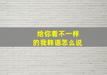 给你看不一样的我韩语怎么说