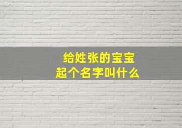 给姓张的宝宝起个名字叫什么