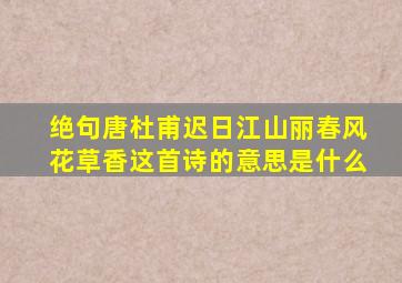 绝句唐杜甫迟日江山丽春风花草香这首诗的意思是什么