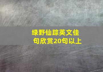 绿野仙踪英文佳句欣赏20句以上