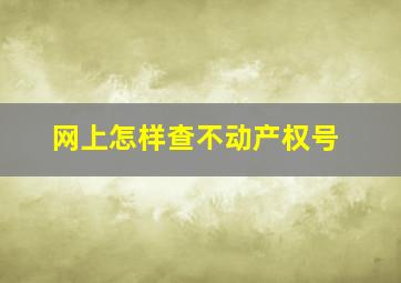 网上怎样查不动产权号