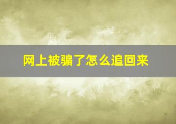 网上被骗了怎么追回来