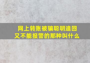 网上转账被骗聪明追回又不能报警的那种叫什么