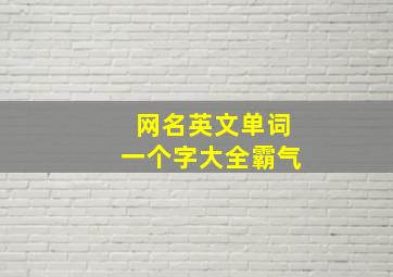 网名英文单词一个字大全霸气