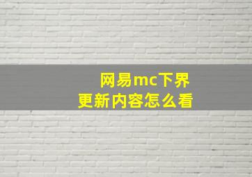 网易mc下界更新内容怎么看