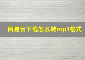 网易云下载怎么转mp3格式