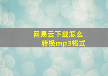 网易云下载怎么转换mp3格式