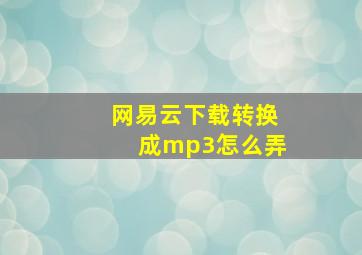 网易云下载转换成mp3怎么弄