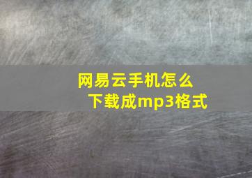 网易云手机怎么下载成mp3格式