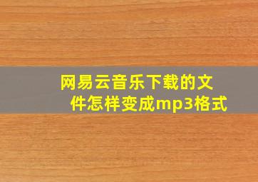 网易云音乐下载的文件怎样变成mp3格式