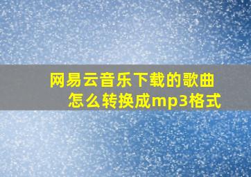 网易云音乐下载的歌曲怎么转换成mp3格式