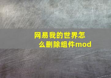 网易我的世界怎么删除组件mod