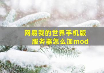 网易我的世界手机版服务器怎么加mod