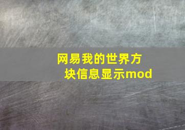 网易我的世界方块信息显示mod