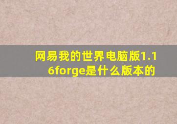 网易我的世界电脑版1.16forge是什么版本的