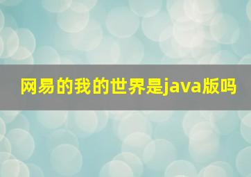 网易的我的世界是java版吗