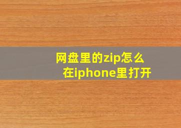 网盘里的zip怎么在iphone里打开