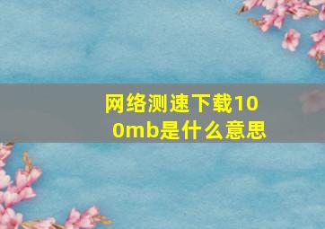 网络测速下载100mb是什么意思