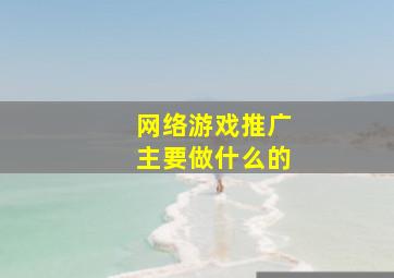 网络游戏推广主要做什么的