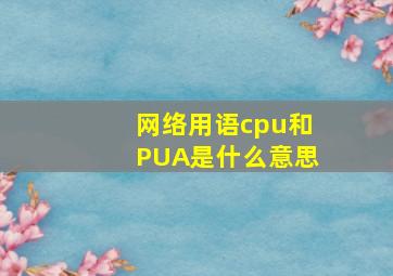 网络用语cpu和PUA是什么意思