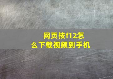 网页按f12怎么下载视频到手机