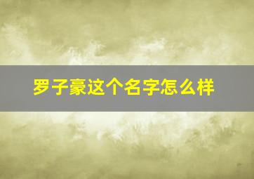 罗子豪这个名字怎么样