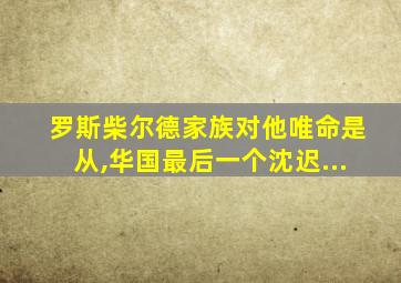 罗斯柴尔德家族对他唯命是从,华国最后一个沈迟...