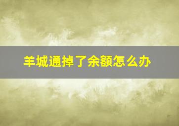 羊城通掉了余额怎么办