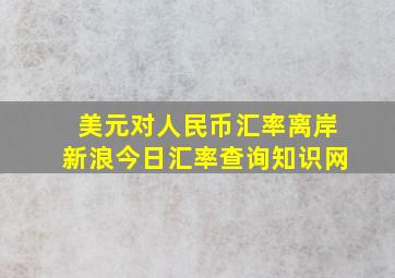 美元对人民币汇率离岸新浪今日汇率查询知识网