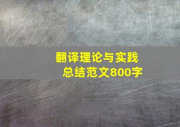 翻译理论与实践总结范文800字