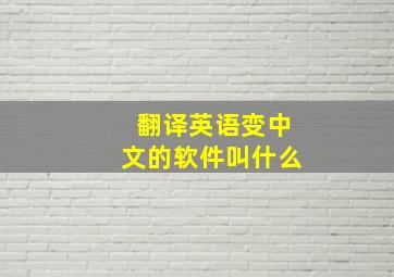 翻译英语变中文的软件叫什么