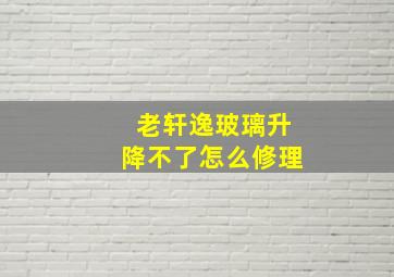 老轩逸玻璃升降不了怎么修理