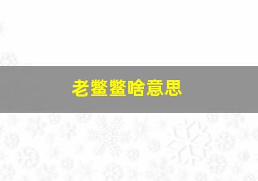 老鳖鳖啥意思