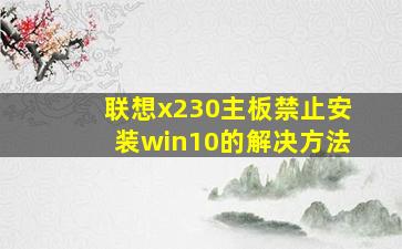 联想x230主板禁止安装win10的解决方法