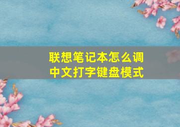 联想笔记本怎么调中文打字键盘模式