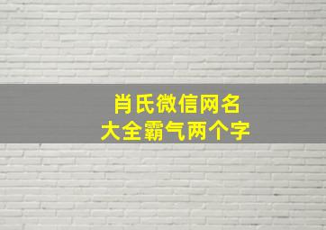 肖氏微信网名大全霸气两个字