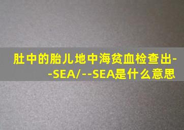 肚中的胎儿地中海贫血检查出--SEA/--SEA是什么意思