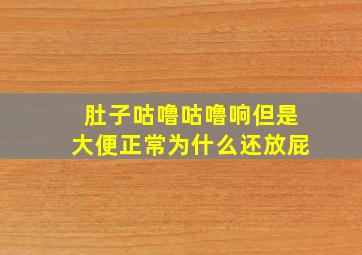 肚子咕噜咕噜响但是大便正常为什么还放屁