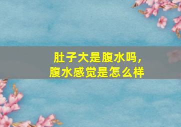 肚子大是腹水吗,腹水感觉是怎么样