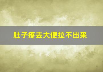 肚子疼去大便拉不出来