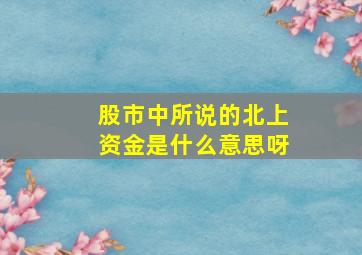 股市中所说的北上资金是什么意思呀