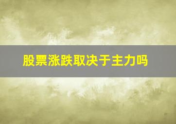 股票涨跌取决于主力吗