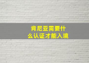 肯尼亚需要什么认证才能入境