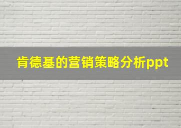 肯德基的营销策略分析ppt