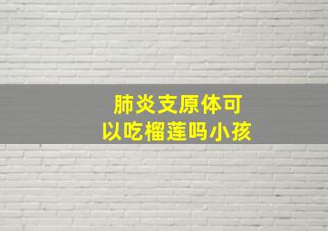 肺炎支原体可以吃榴莲吗小孩