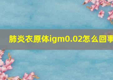 肺炎衣原体igm0.02怎么回事