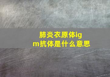 肺炎衣原体igm抗体是什么意思