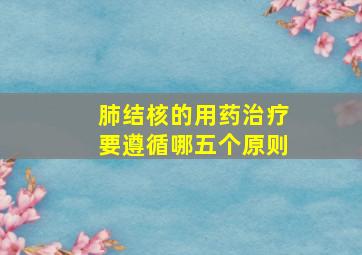 肺结核的用药治疗要遵循哪五个原则