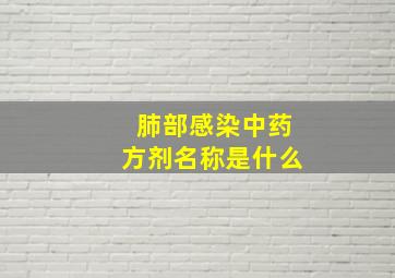 肺部感染中药方剂名称是什么